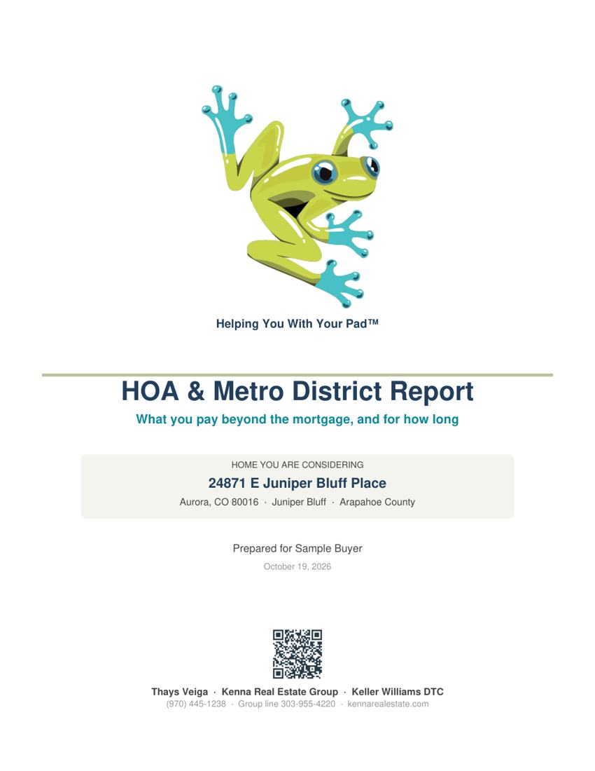 HOA and Metro District Report example, page 1 of 5