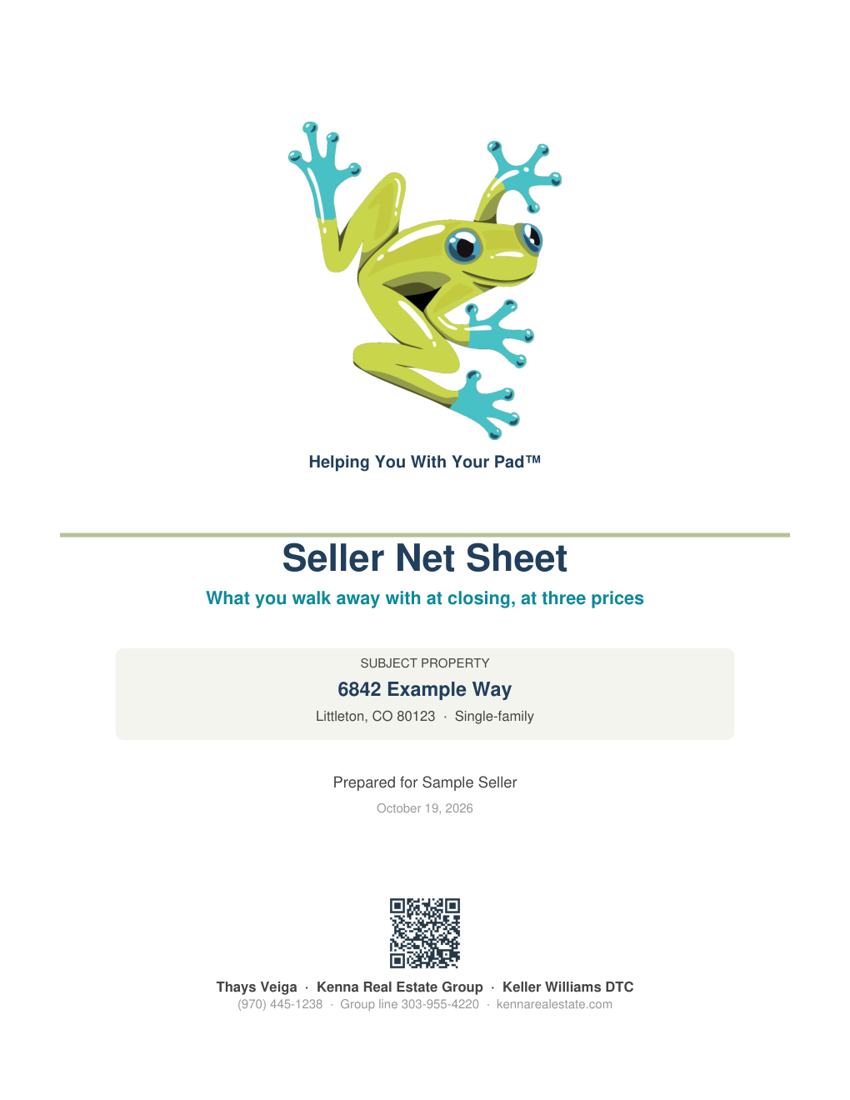 Seller Net Sheet example, page 1 of 4